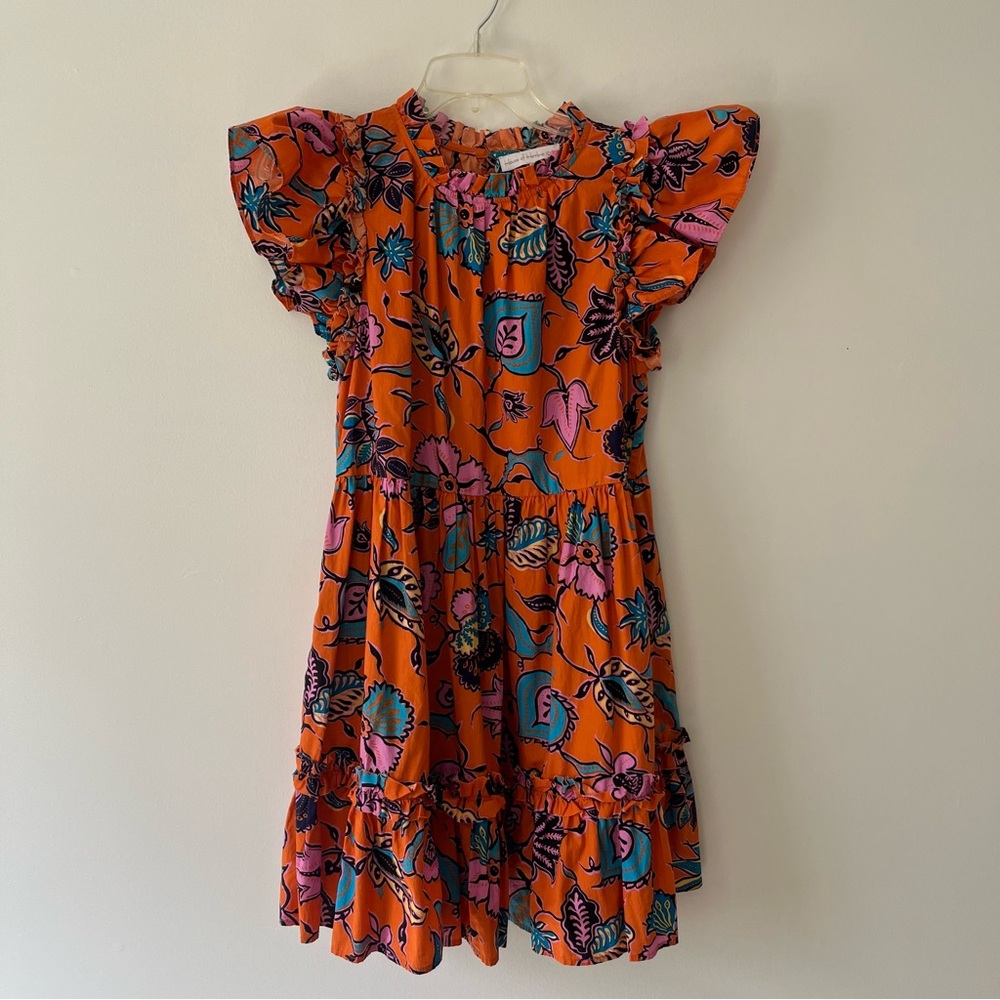 House of Harlow 1960 Orange Floral Mini Dress with Pink & Teal Accents